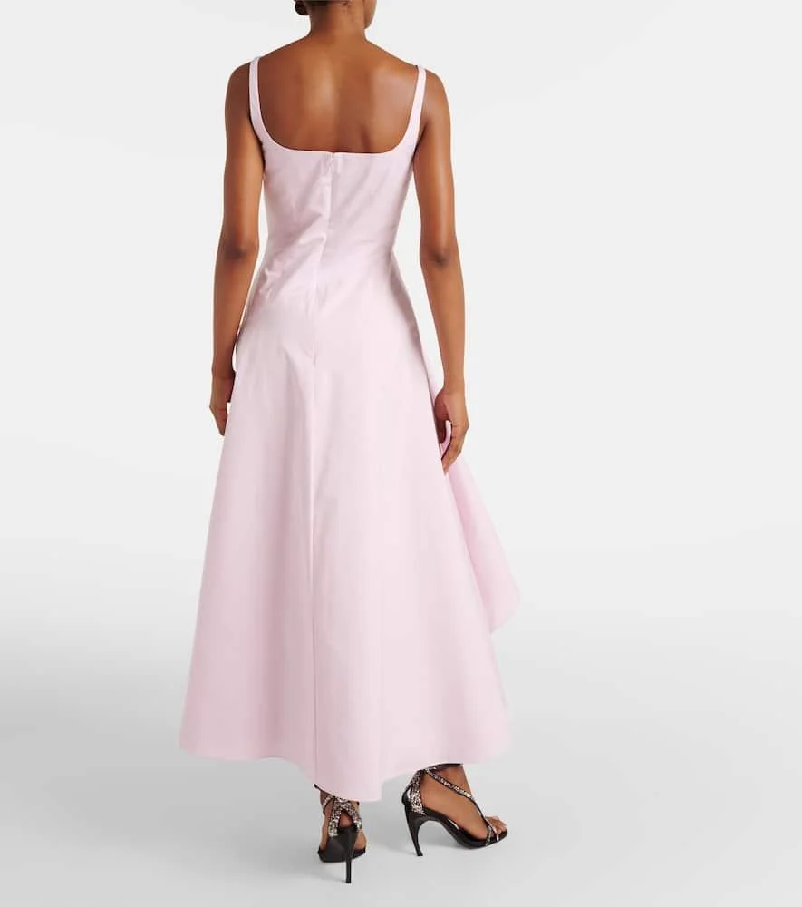 Asymmetric cotton poplin midi dress