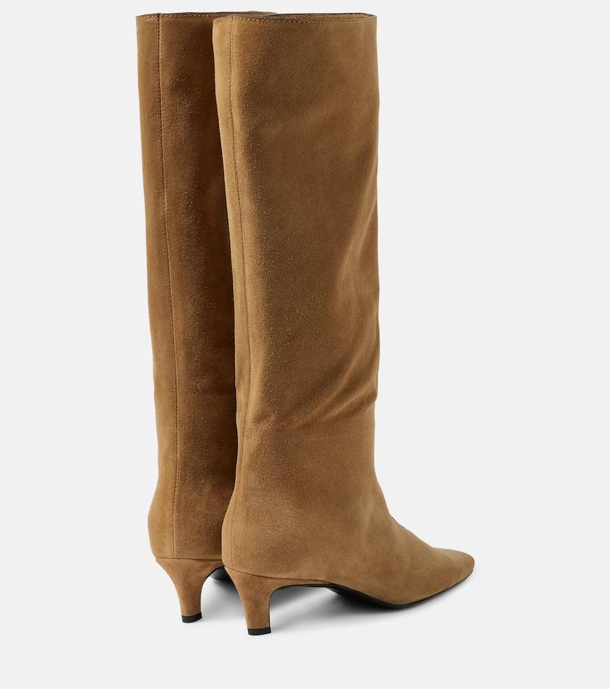 Wide Shaft suede knee-high boots