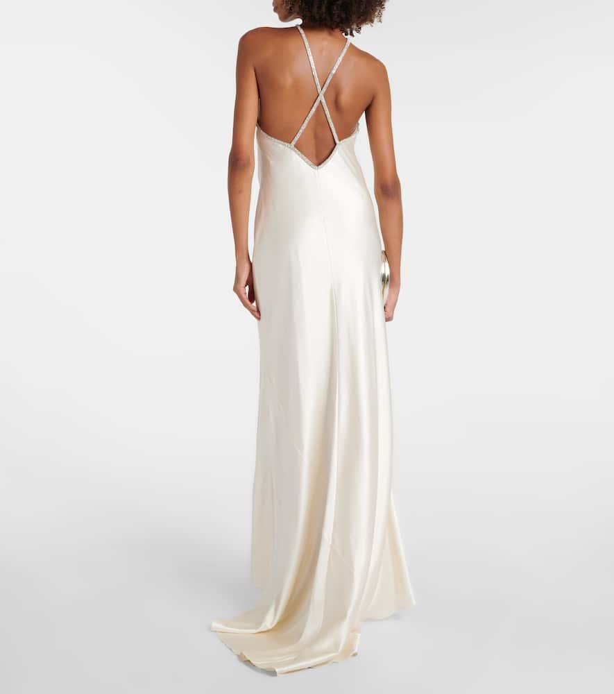 Bridal embellished silk satin gown