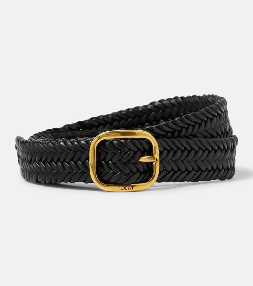 Woven leather belt