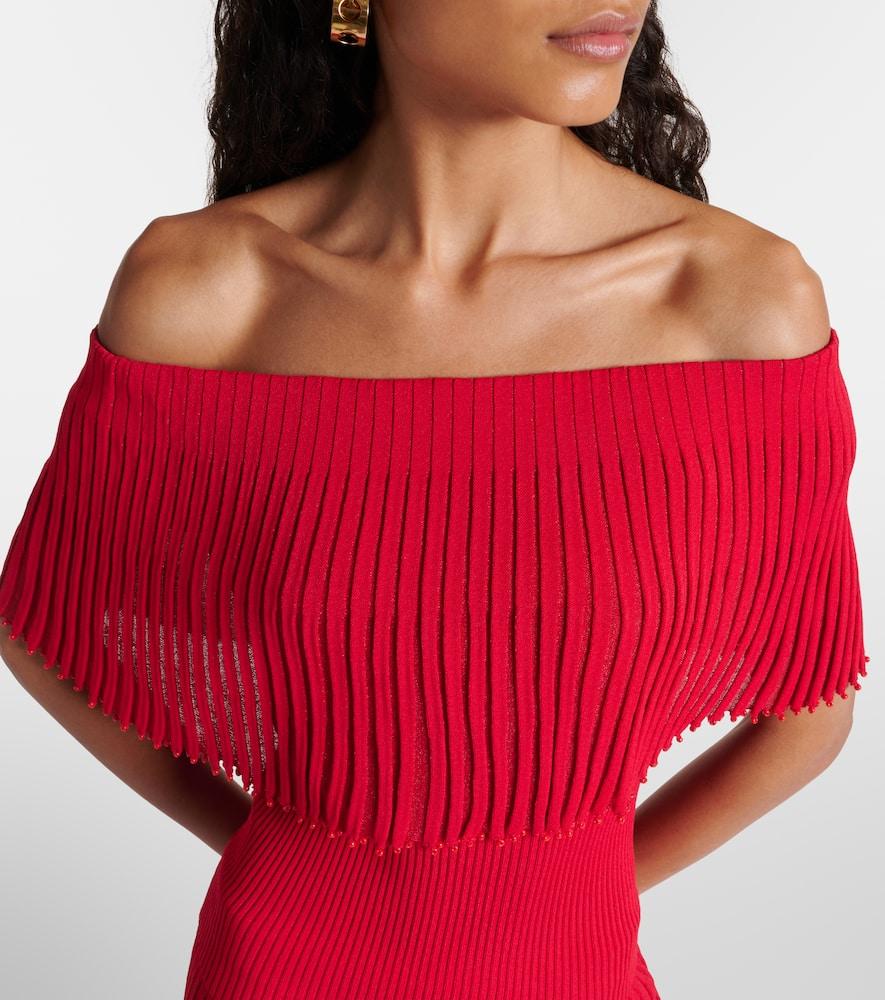 Pascale Bead-Trimmed Knit Off-The-Shoulder Top