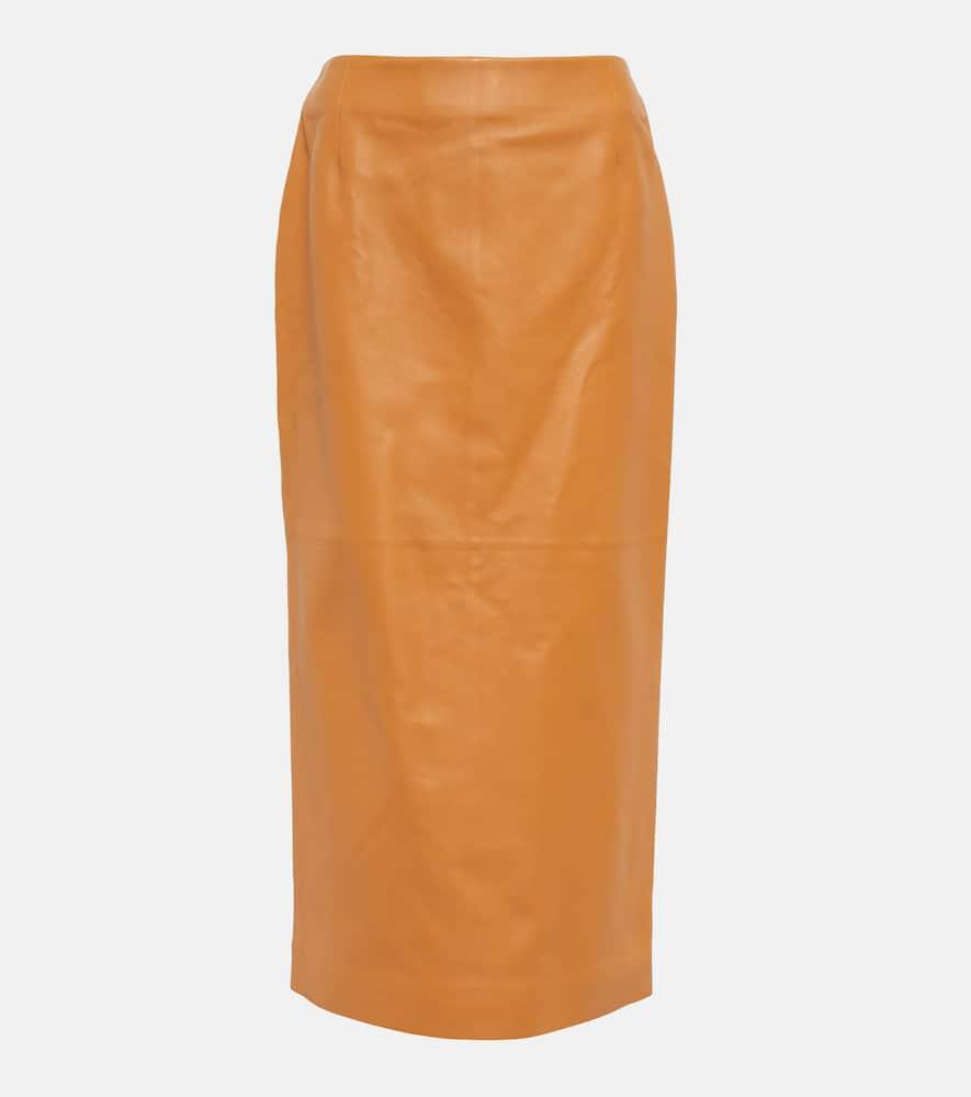 Manuela high-rise leather midi skirt