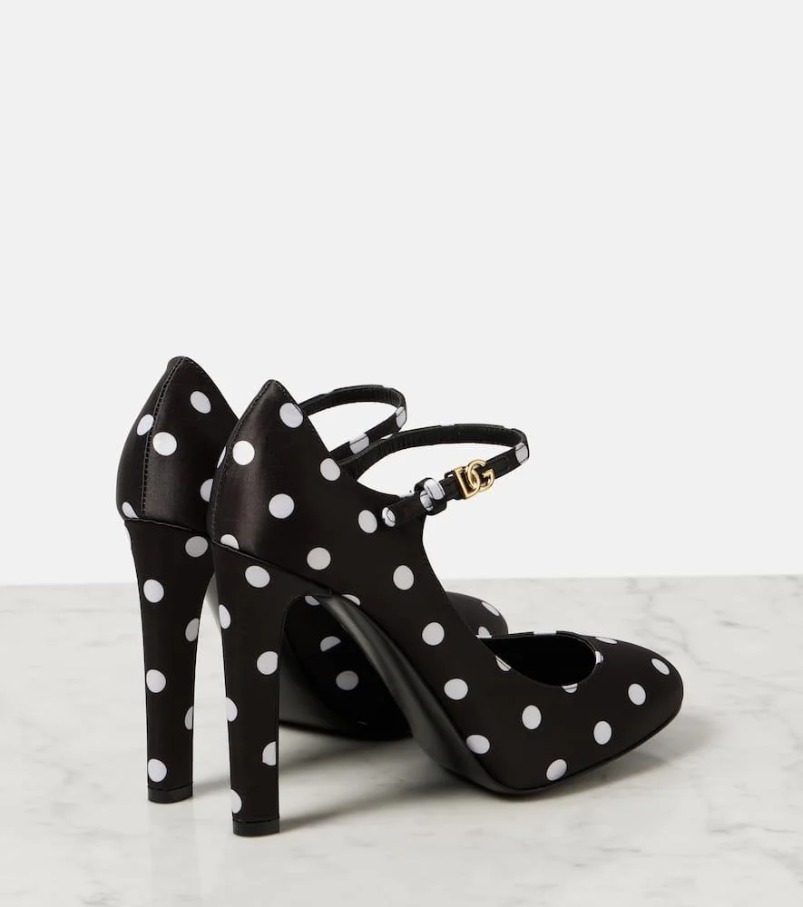 Sharon polka-dot satin Mary Jane pumps