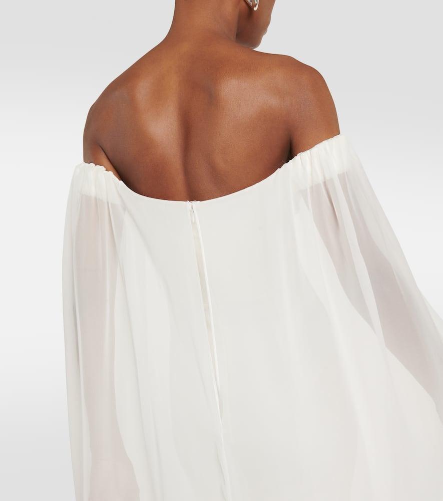 Caped off-shoulder cady gown