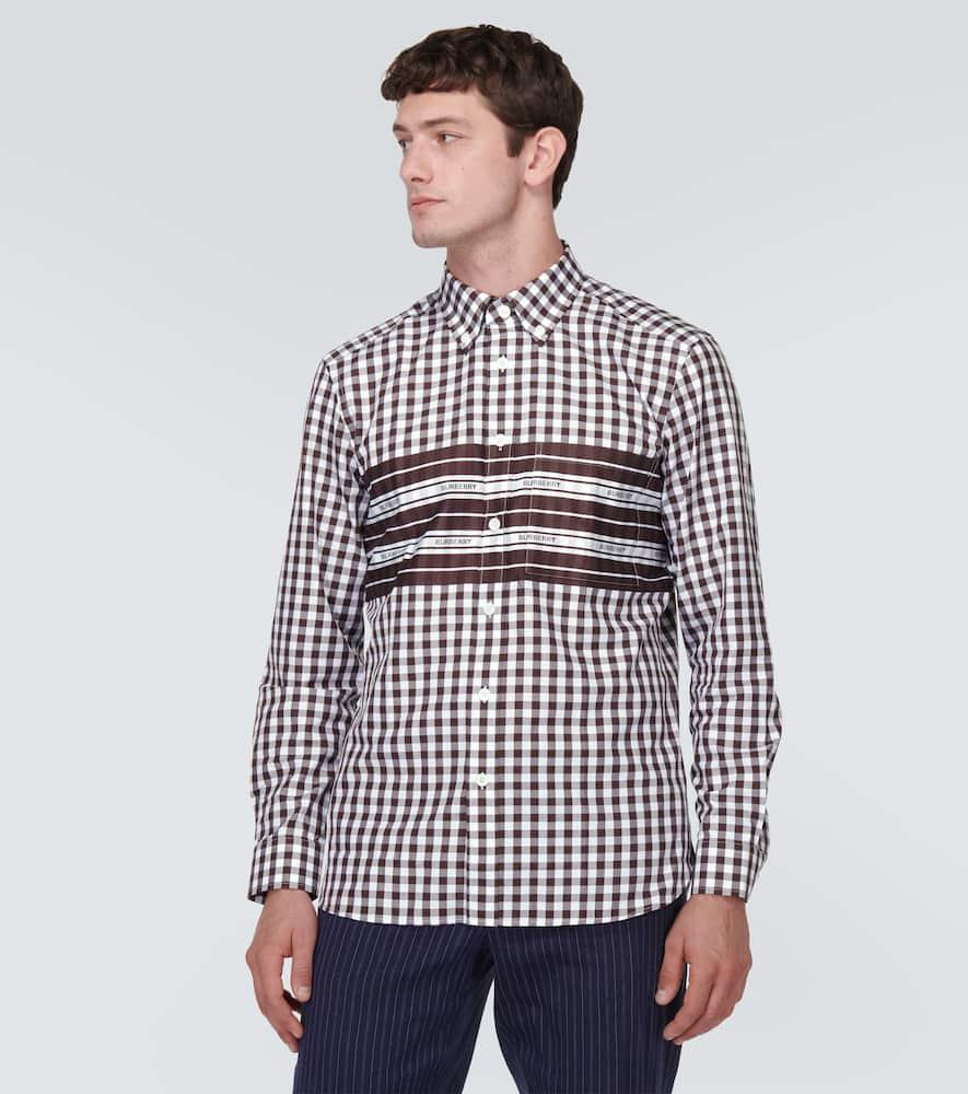 Logo checked cotton poplin shirt