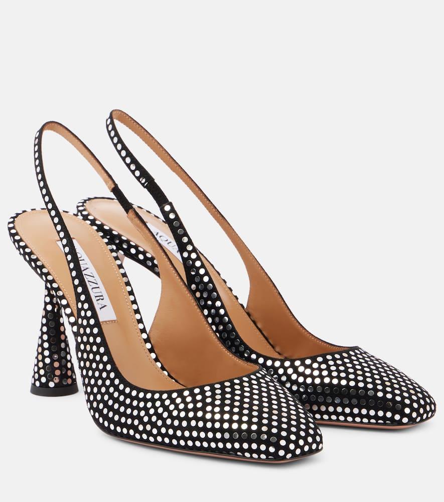 Amore embellished leather slingback pumps