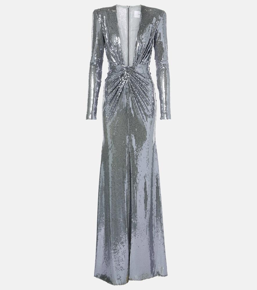 Sequined gathered gown