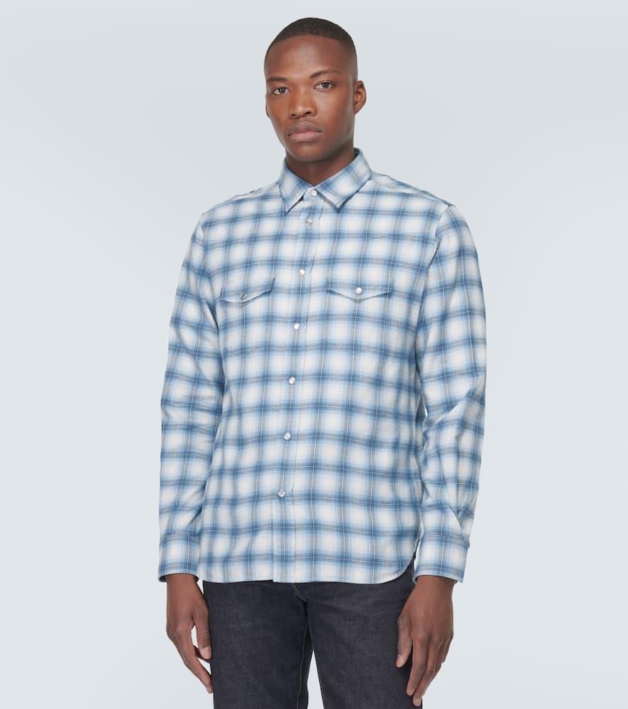 Checked cotton-blend Western shirt