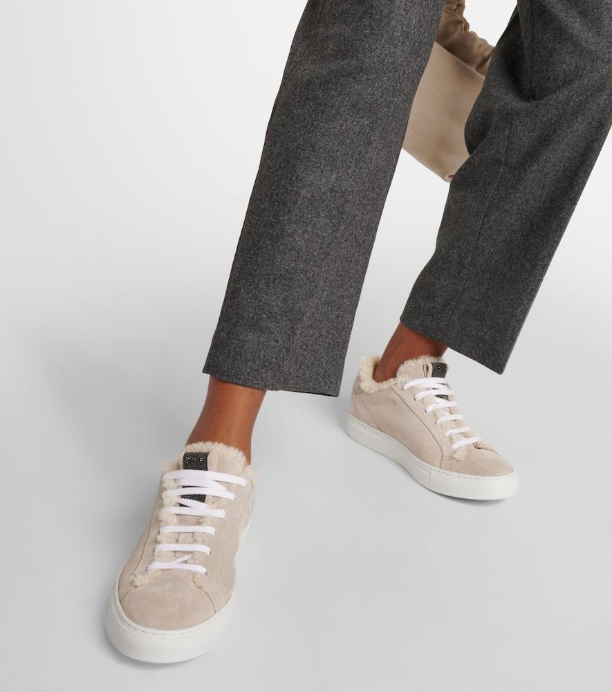 Shearling-lined suede sneakers