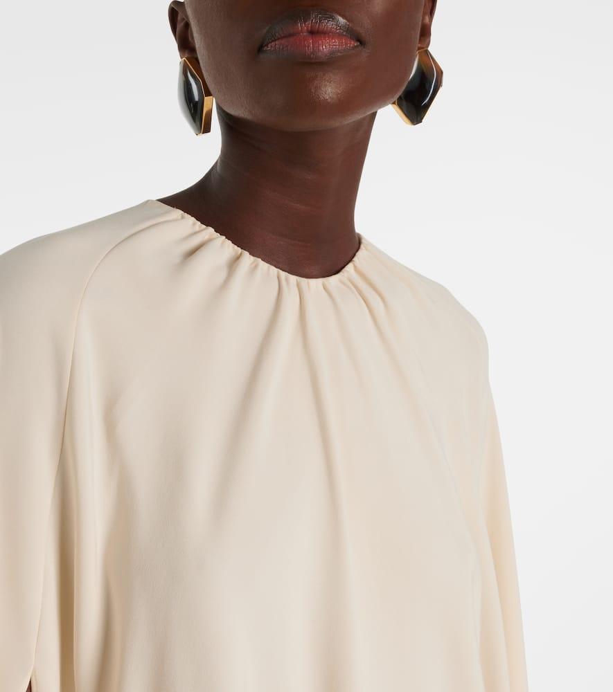 Asymmetric silk-blend cady kaftan