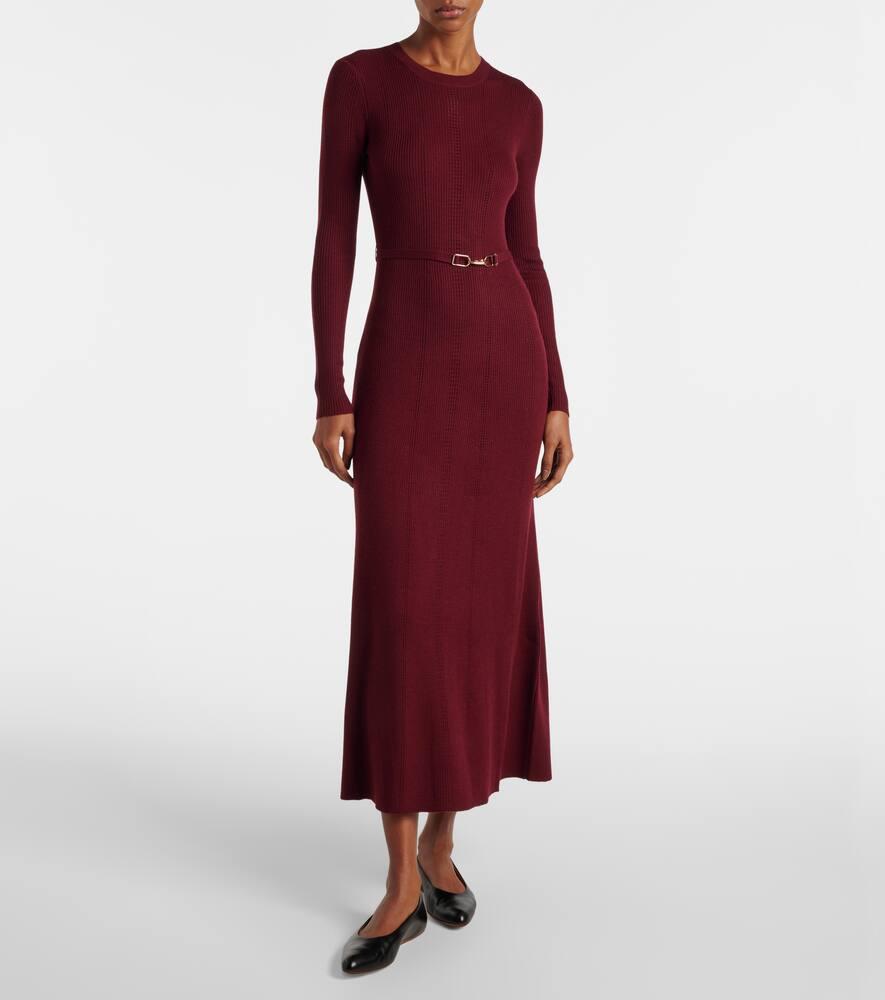 Imagene belted wool midi dress