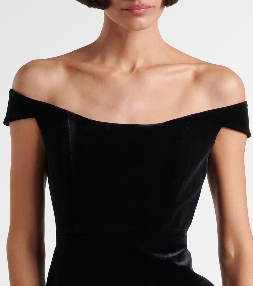 Off-shoulder velvet bustier dress