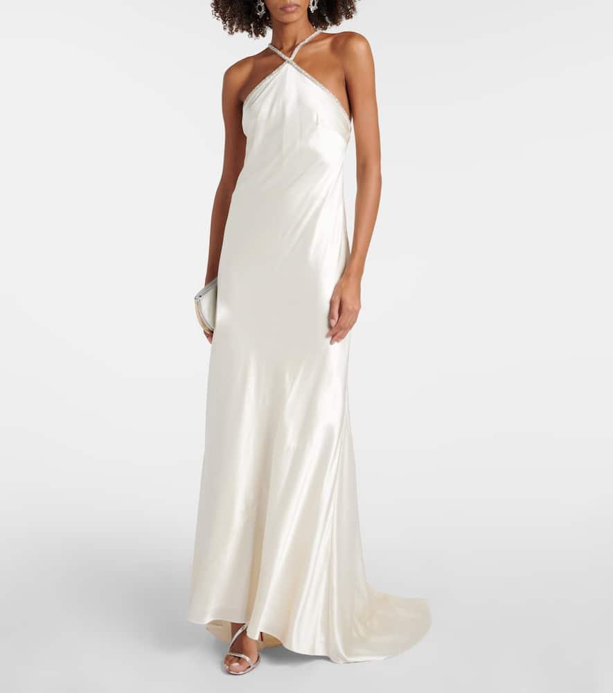 Bridal embellished silk satin gown