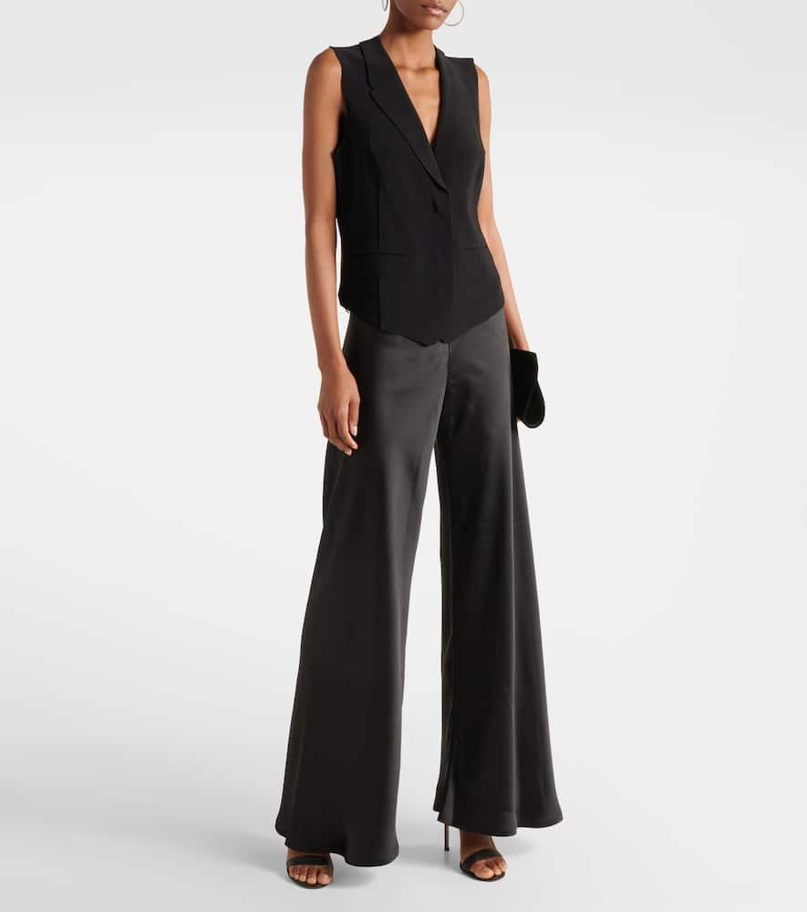 High-rise satin wide-leg pants