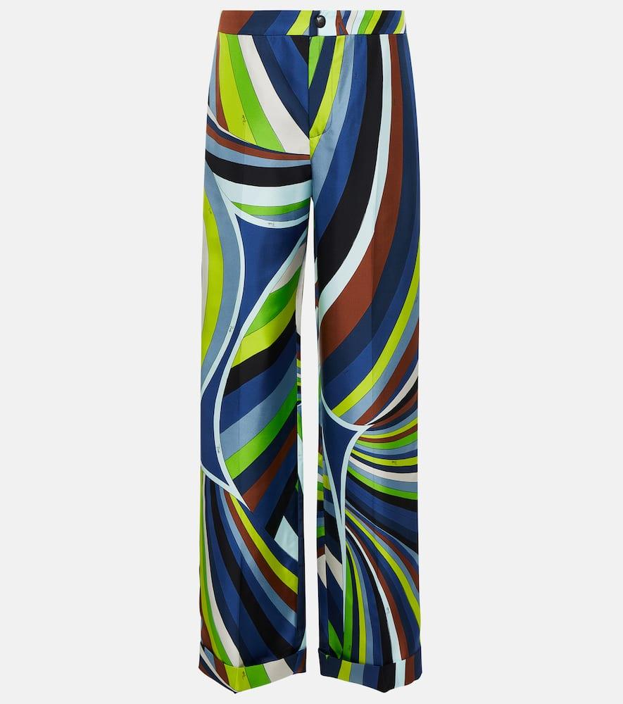 Iride high-rise silk straight pants