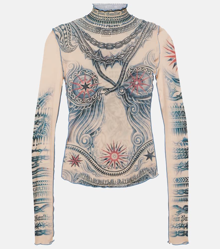 Tattoo Collection printed turtleneck top