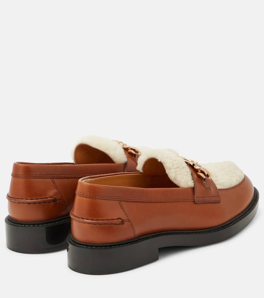 Leather and shearling loafers