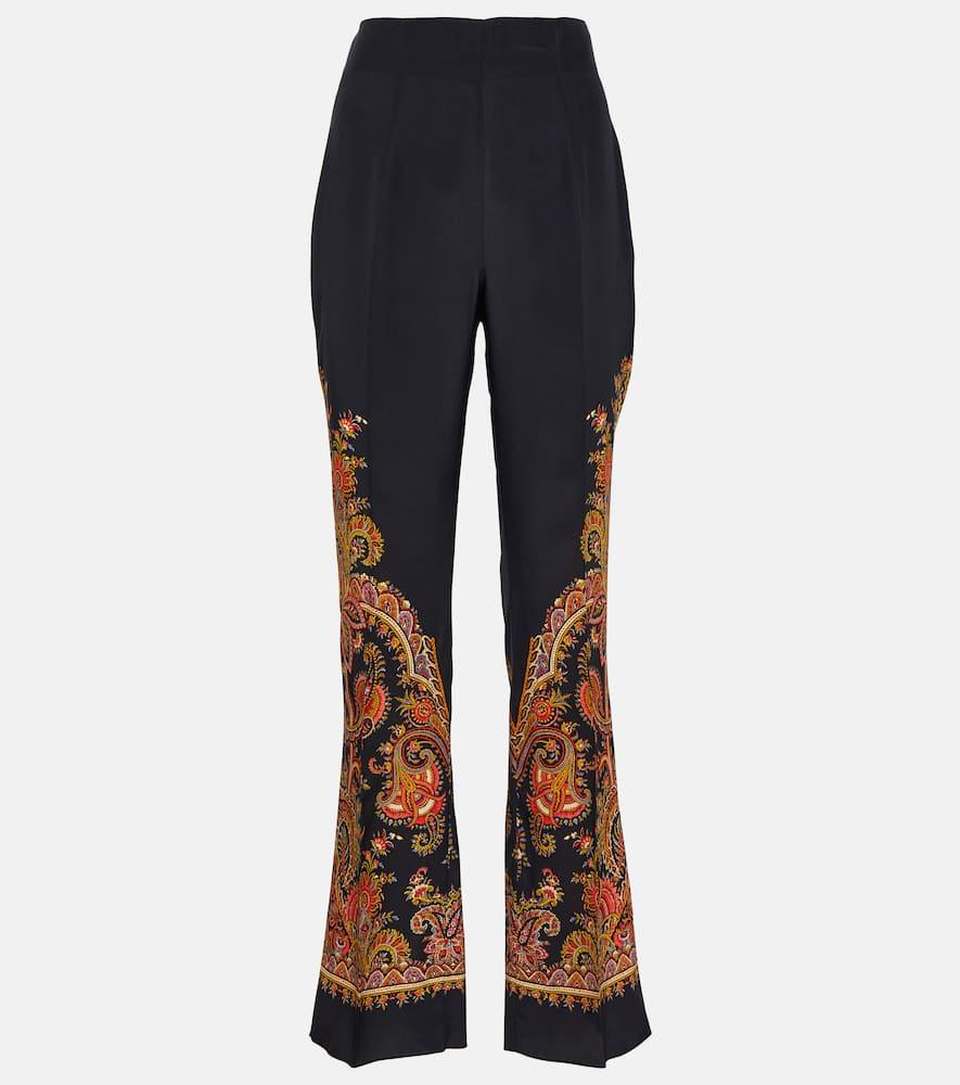 Paisley high-rise silk pants