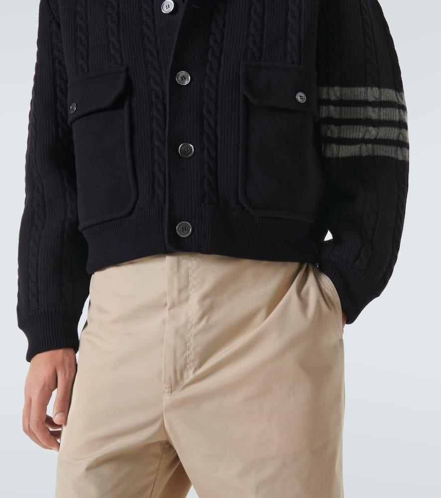 4-Bar wool and cotton-blend bomber jacket