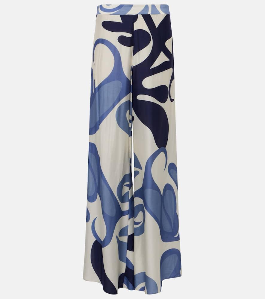 Algae printed high-rise wide-leg pants