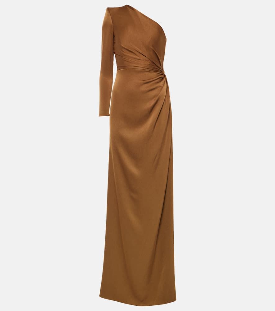 One-shoulder satin gown