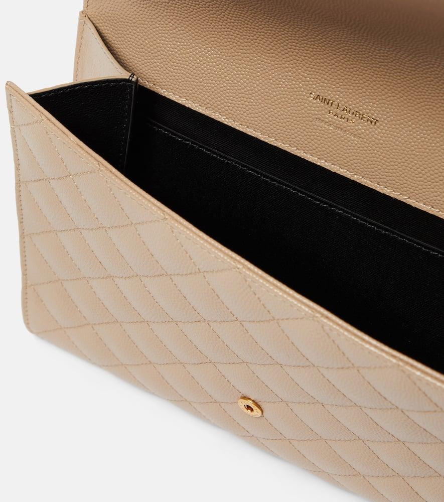 Quilted envelope leather clutch