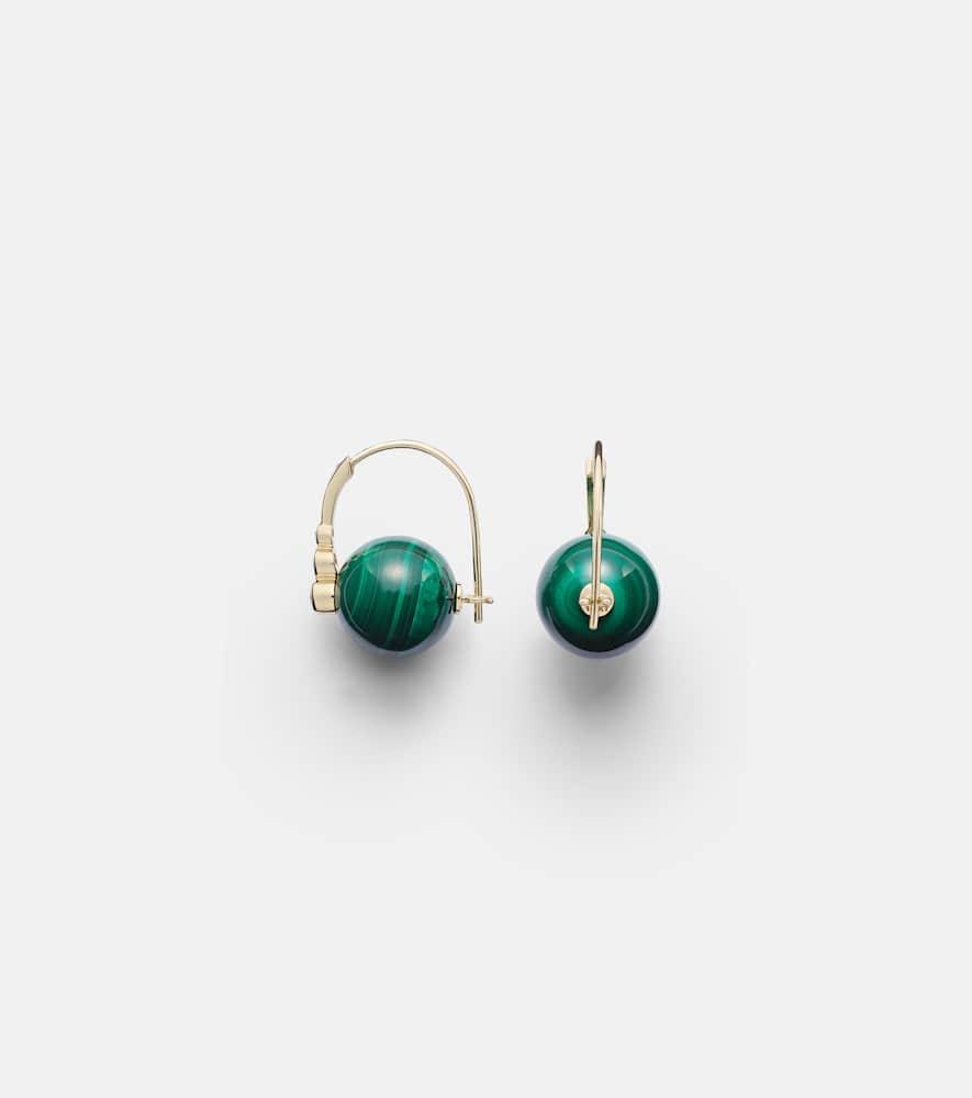 14kt gold earrings with diamonds and malachites