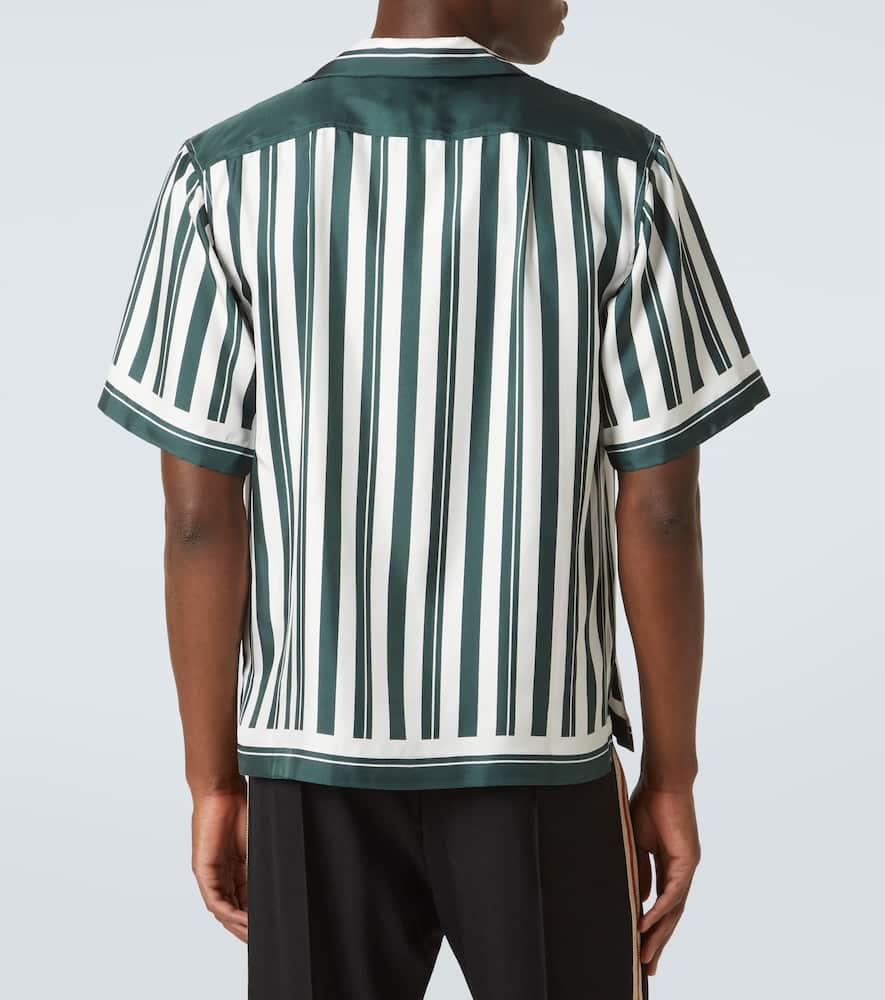 June striped silk bowling shirt