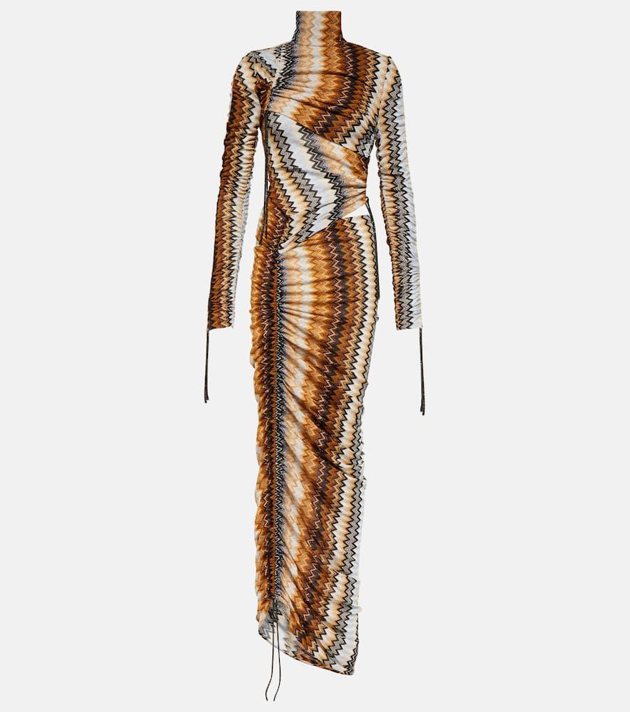 Zig Zag ruched maxi dress