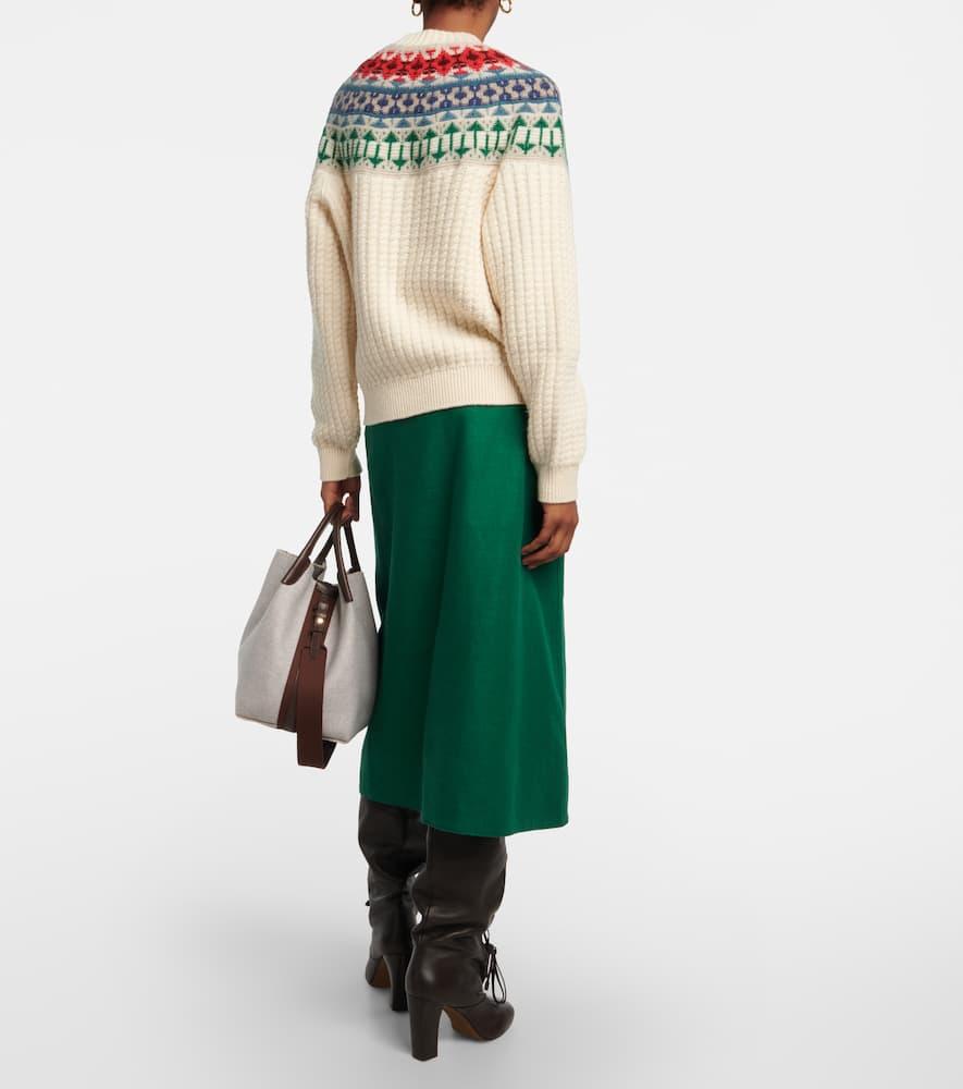 Intarsia cashmere mockneck sweater