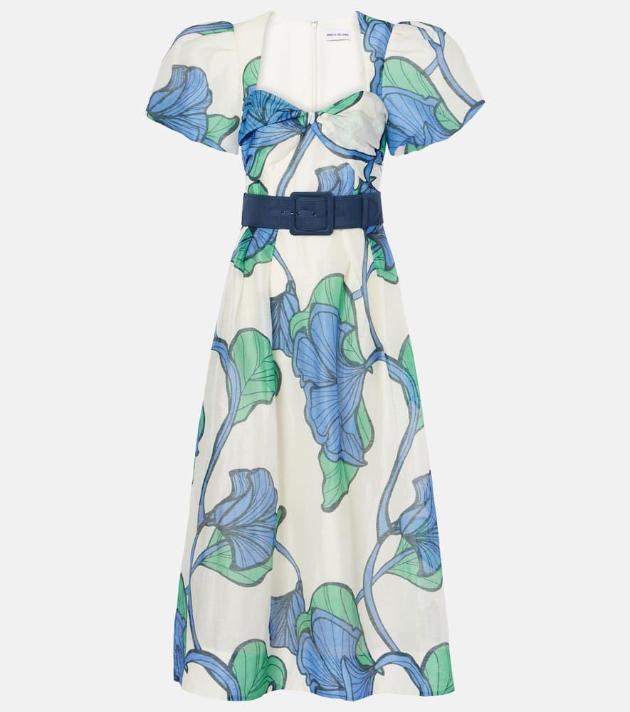 Blue Ivy floral linen and silk midi dress