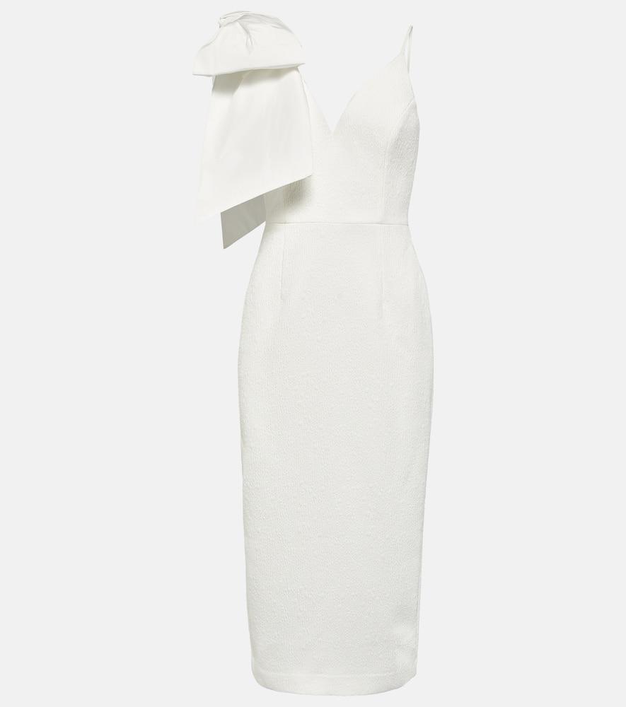 Bow-trimmed crêpe midi dress