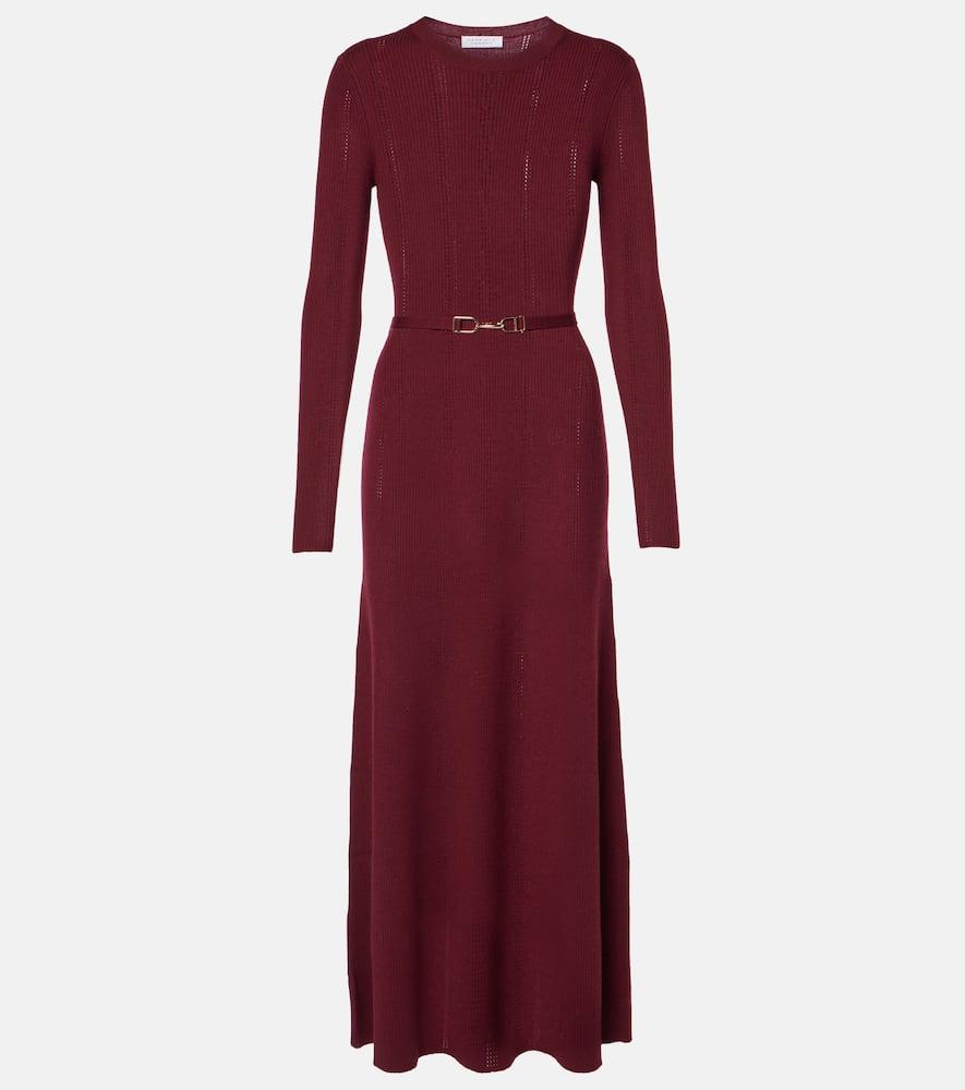 Imagene belted wool midi dress