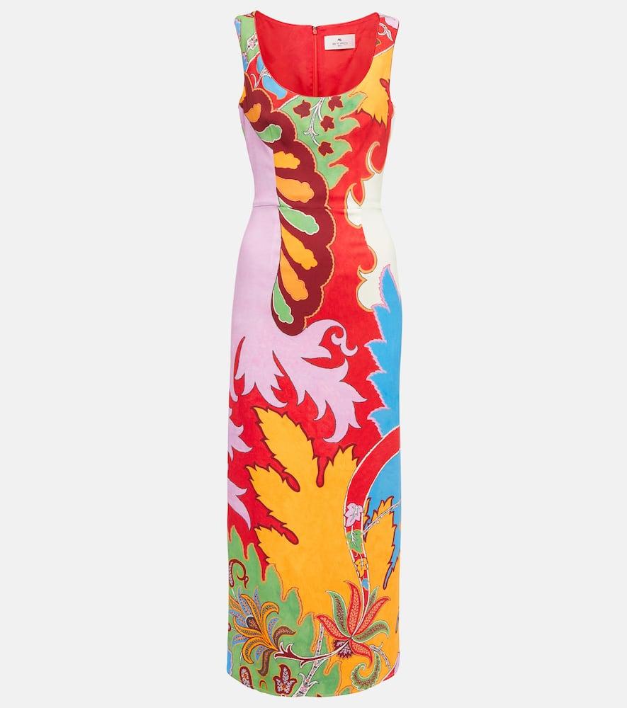 Printed cotton-blend midi dress