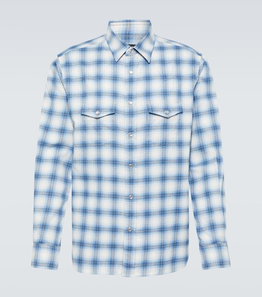 Checked cotton-blend Western shirt