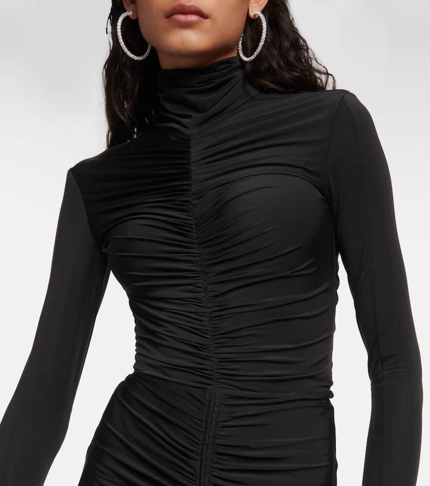 Garner mockneck ruched gown