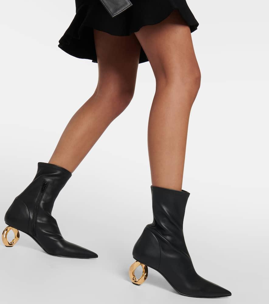 Chain leather ankle boots