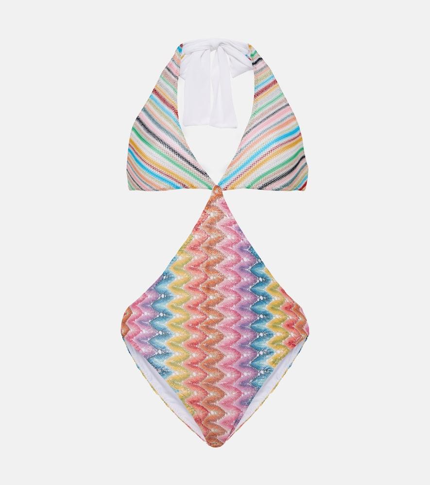 Zigzag lamé swimsuit