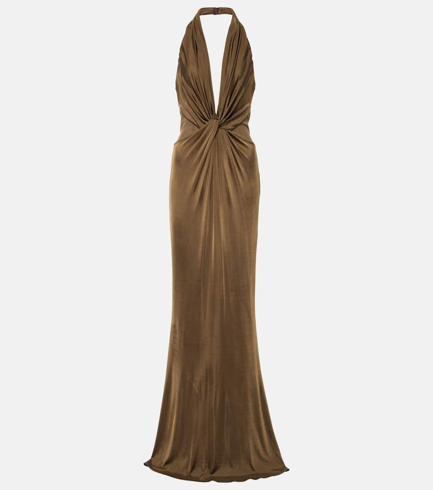 Halterneck jersey gown