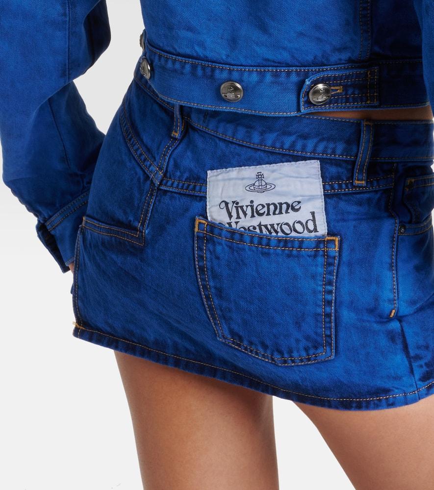 Low-rise denim miniskirt