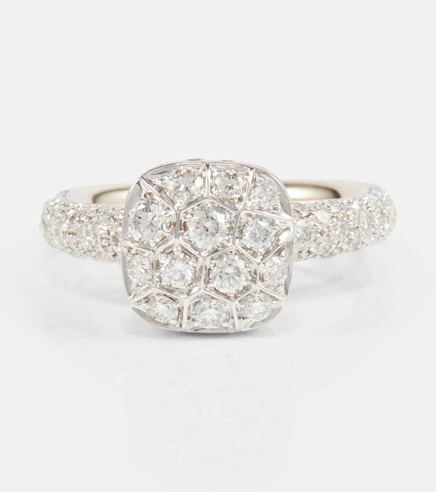 Nudo Solitaire 18kt white and rose gold ring with diamonds