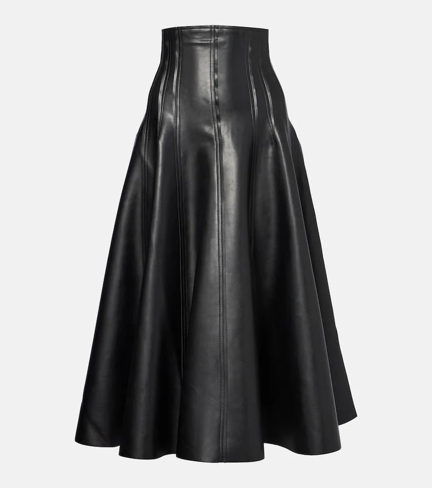 Grace faux leather midi skirt