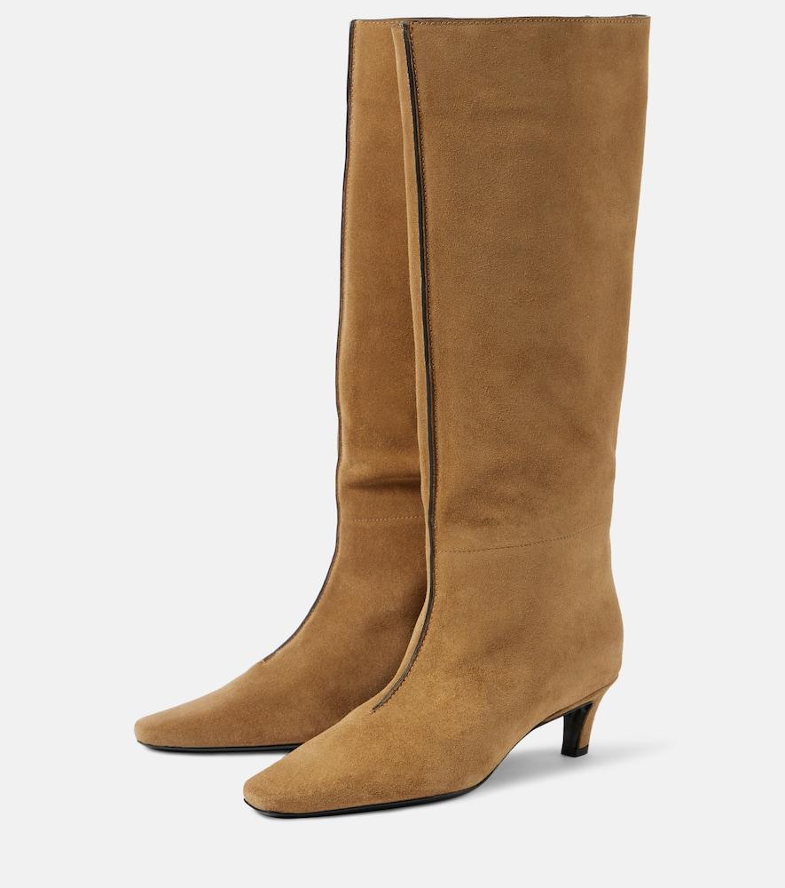 Wide Shaft suede knee-high boots