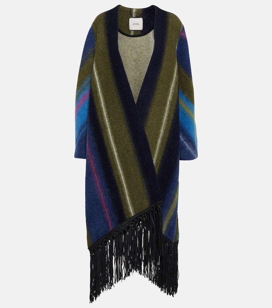 Striped wool-blend coat