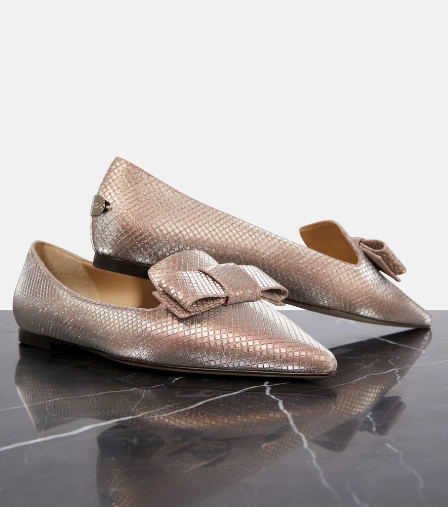 Gala bow-embellished ballet flats