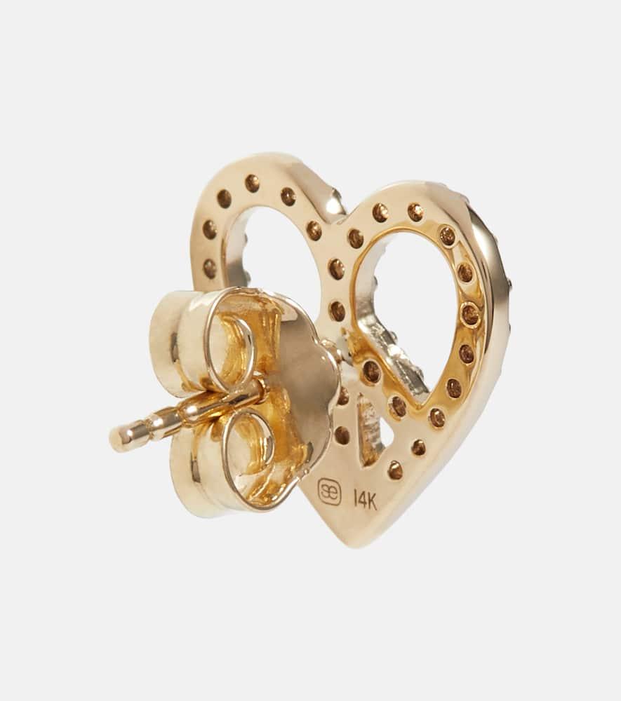 Peace Heart 14kt gold earrings with diamonds