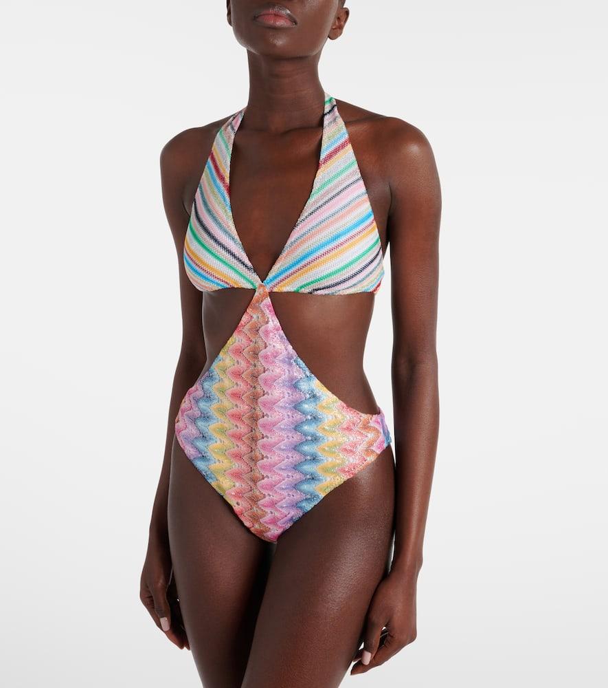 Zigzag lamé swimsuit