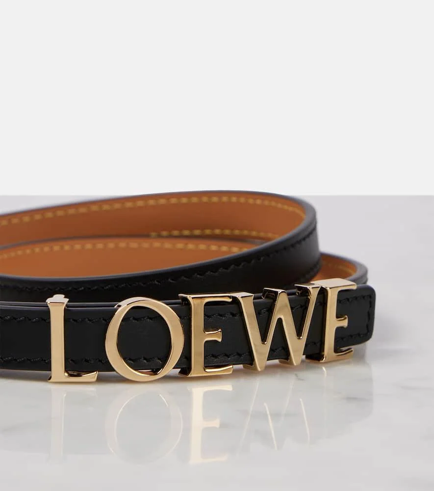 Slim logo leather belt 