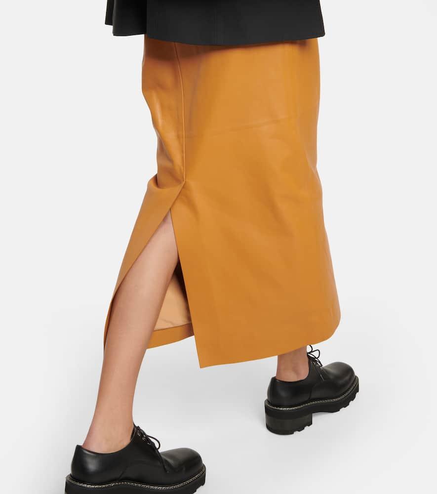 Manuela high-rise leather midi skirt