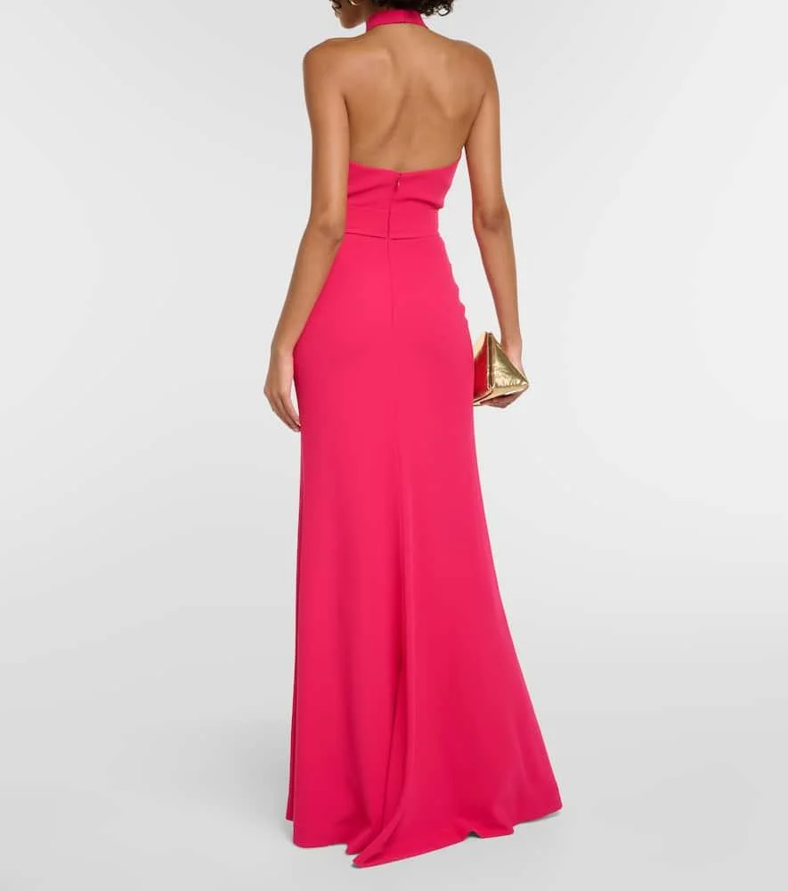 Halterneck crepe gown